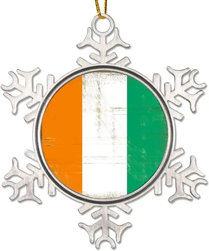 Vista 14 de Adorno de metal de copo de nieve de Canadá, recuerdo de Navidad, regalo de recuerdo patriótico, adorno colgante de Navidad, bandera nacional