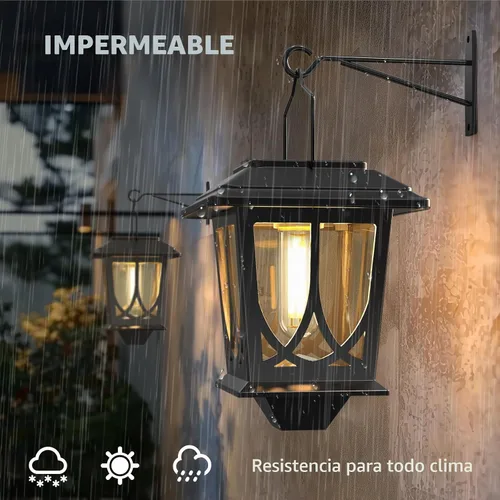 Vista 5 de Linternas Solares para Exteriores Impermeables Paquete de 2, Luces LED Solares Colgantes de Vidrio con Encendido/Apagado Automático, Linterna