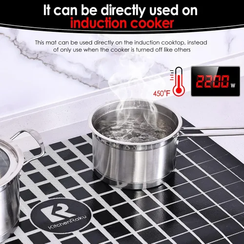 Vista 6 de KITCHENRAKU KR - Tapete protector de placa de inducción grande de 20.4 x 30.7 pulgadas, cubiertas magnéticas para estufas eléctricas, cubierta