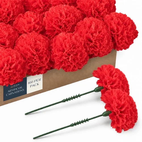 Vista 9 de Royal Imports Flores artificiales de clavel para bodas - Verde100pk