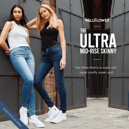 Vista 8 de WallFlower Jeans ultra ajustados Insta Soft Juniors de tiro medio para mujer (estándar y extragrande)