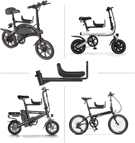 Vista 6 de Asiento delantero de bicicleta para niños, asiento para bicicletas de liberación rápida, silla de bebé desmontable, se adapta a bicicletas