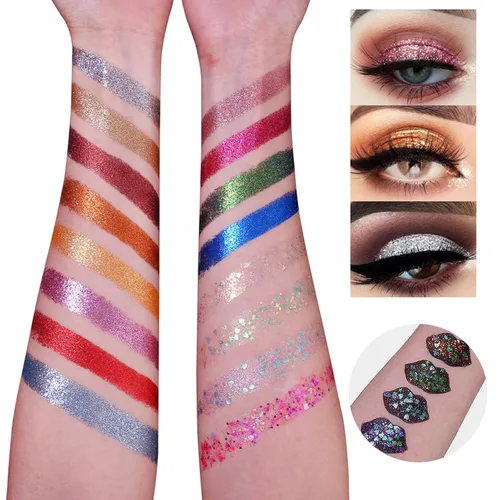 Vista 3 de UCANBE Pro Paleta de Sombra de Ojos con Purpurina - Paleta Profesional de 16 Colores - Polvo de Sombra de Ojos con Purpurina Prensada Gruesa y Fina