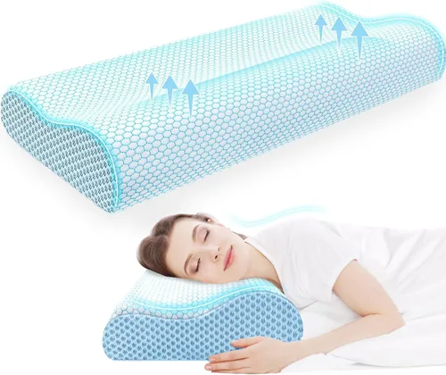 Vista 14 de CloudBliss Almohada cervical ergonómica para dormir, almohada cervical cervical para aliviar el dolor de cuello, almohada de espuma viscoelástica