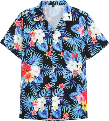 Vista 2 de MRIGNT Men's Hawaiian Shirt Short Sleeves Printed Button Down Summer Beach Shirts