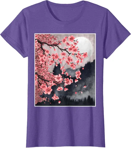 Vista 25 de Sakura - Camiseta japonesa de cerezo en flor japonesa, Negro, S