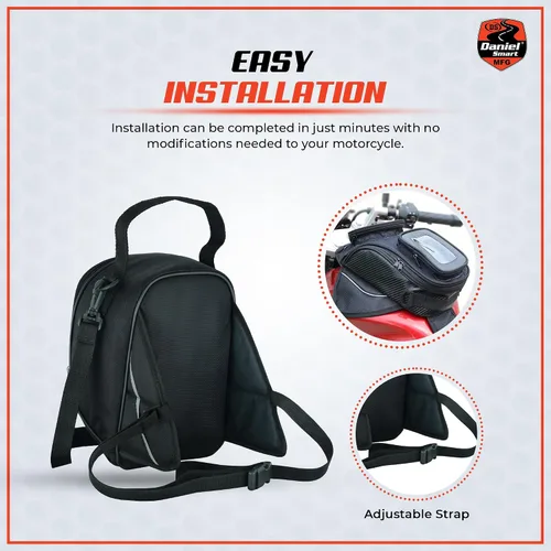 Vista 4 de Daniel Smart - Bolsa de tanque para motocicleta con bolsillo compatible con pantalla táctil, resistente al agua, bolsa magnética para teléfono