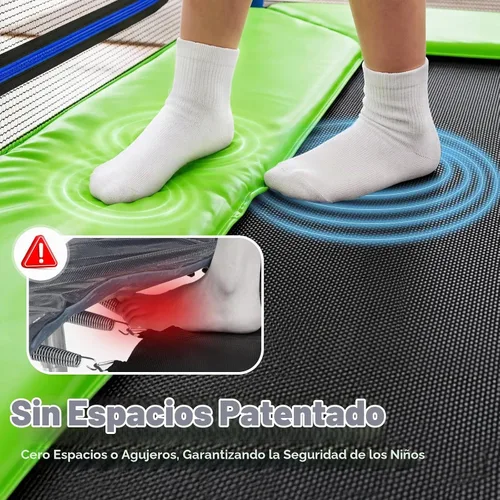 Vista 2 de Zupapa - Trampolín rectangular para niños de 4 x 6 pies con red de seguridad, aro de baloncesto, marco de doble capa resistente, trampolín cuadrado