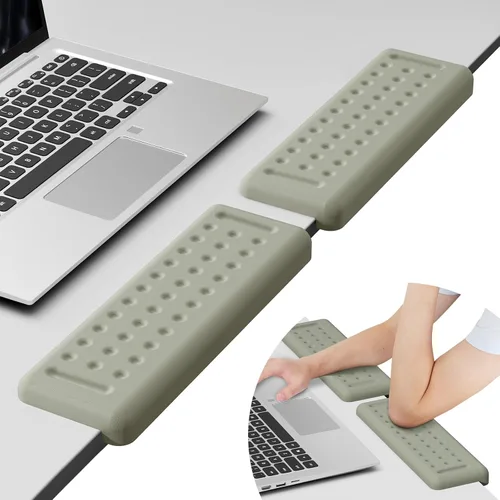Vista 23 de Leolee Coderas de escritorio en forma de L para escritorio, reposabrazos de espuma viscoelástica negra para escritorio con base antideslizante