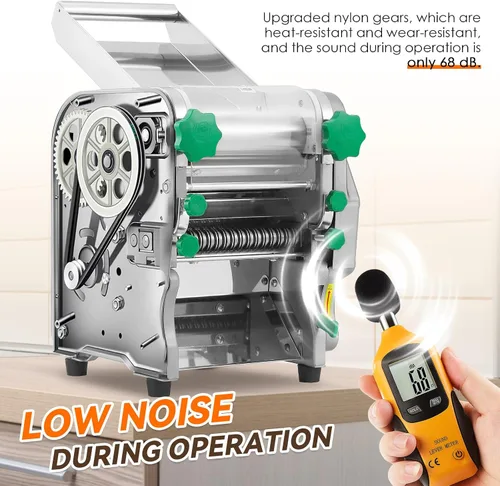 Vista 5 de NEWTRY Máquina para hacer pasta comercial, máquina eléctrica para hacer fideos con rodillo de masa con 2/0.236 in y 0.098 in de grosor de hoja