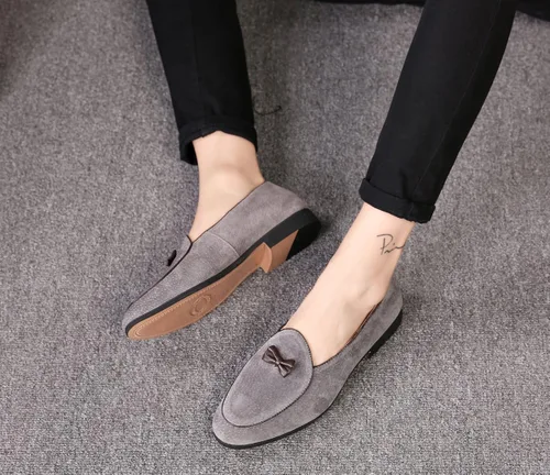 Vista 7 de Mocasines para hombre deslizarse en zapatos de conducción para hombre mocasín de terciopelo fumar zapatilla con lazo