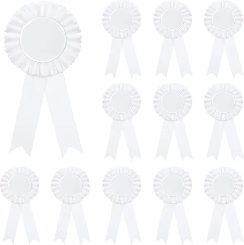 Vista 13 de Cinta de premio en blanco de 12 piezas, premio de premio de 1er lugar, medalla de roseta, cinta de participación de reconocimiento de victoria