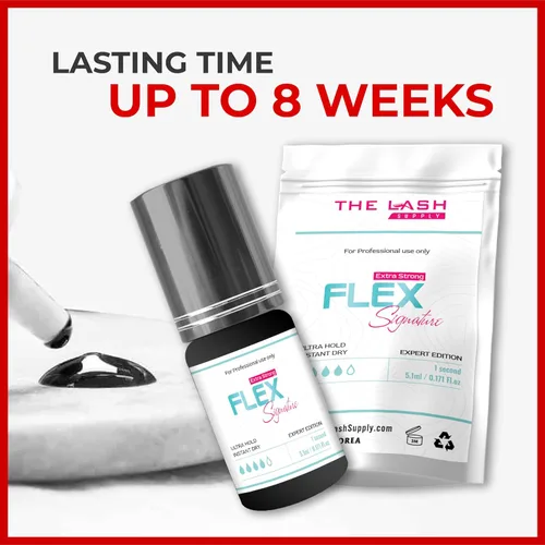 Vista 6 de THE LASH SUPPLY Pegamento de extensión de pestañas Flex Strong Hold de 0.17 onzas, suministros de extensión de pestañas, viscosidad media, retención