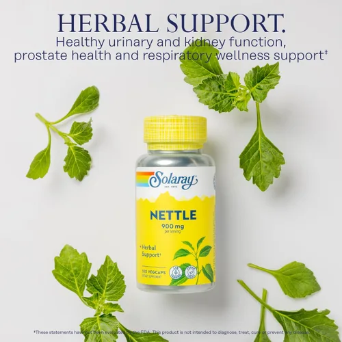 Vista 3 de SOLARAY Ortiga 900 mg - Suplemento orgánico de hoja de ortiga - Soporte para riñón, urinario y próstata - Uso tradicional para respuesta a alergias