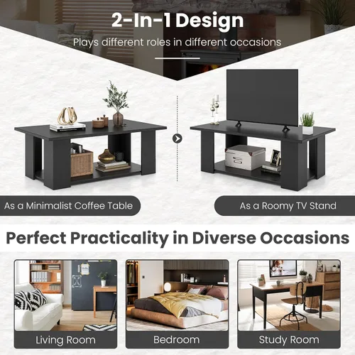 Vista 6 de GOFLAME Mesa auxiliar con almacenamiento, mesa central moderna para espacios pequeños, mesas de té decorativas para sala de estar, sala de Negro