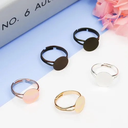 Vista 7 de SUMERSHA 50 piezas de anillos en blanco ajustables planos de 0.472 in de base de joyería en blanco componentes para hacer manualidades de bricolaje