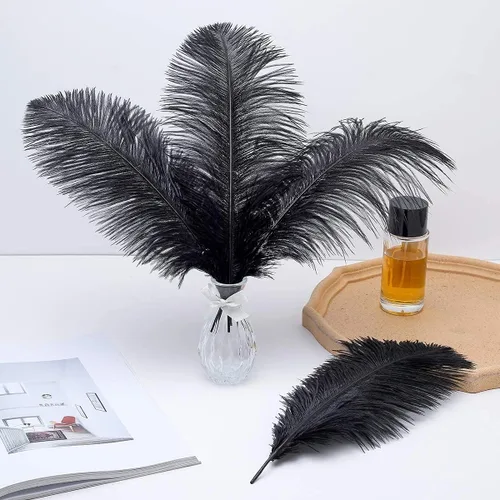 Vista 9 de Ballinger 24 plumas de avestruz negro de 10 a 12 pulgadas, 12 plumas de avestruz negro de 12 a 14 pulgadas y 10 piezas de plumas de avestruz negro