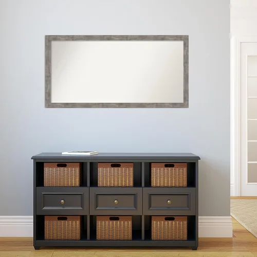 Vista 376 de Amanti Art Silver Bathroom Mirror for Over Sink, 26x35 Custom Made Marred Pewter Rectangle Vanity Mirror, Large Casual Wood Frame, Hangs Horizonally