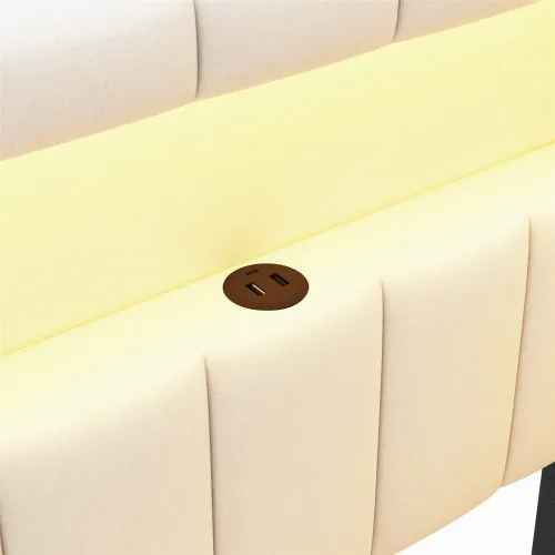 Vista 9 de Sofá cama tapizado de tamaño individual con puertos USB y luces LED, cama esquinera con 2 cajones y cabecera en forma de L, cama esquinera suave