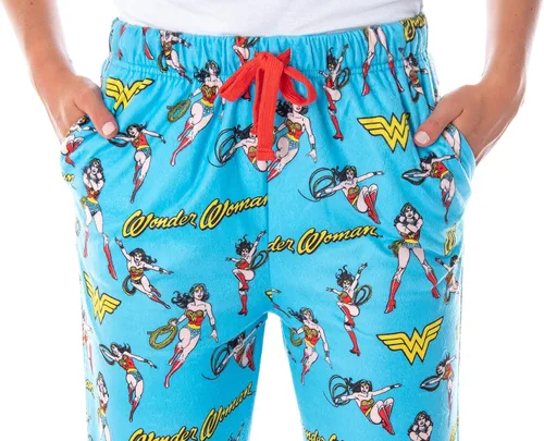 Vista 2 de DC Comics - Pantalones de pijama para mujer, diseño vintage de personajes en toda la prenda, para adultos, Vintage Wonder Woman