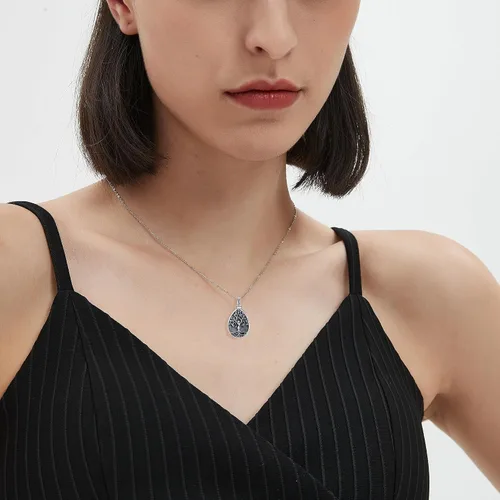 Vista 84 de Collar con colgante de urna de cenizas de cremación y árbol de la vida para mujer, plata de ley US1