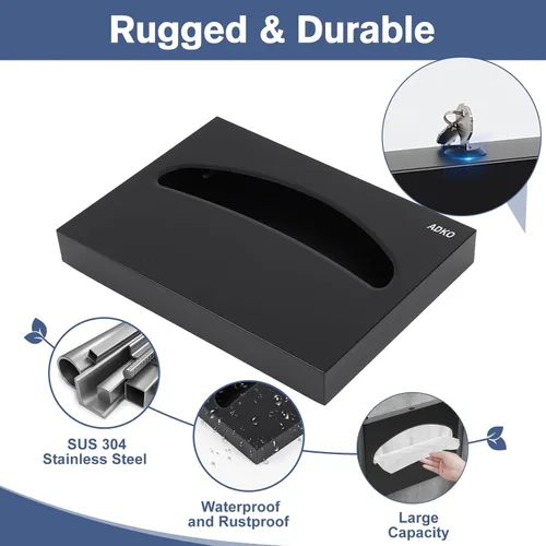 Vista 5 de Dispensador de fundas de asiento de inodoro, para montaje en pared, 250 unidades, capacidad de 1/2 pliegue, con llave para edificio de oficinas