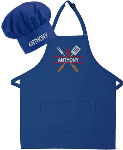 Vista 10 de Delantal bordado personalizado para adultos, hecho en los Estados Unidos, para hombres, mujeres, día del padre, cocina, barbacoa, parrilla, regalo