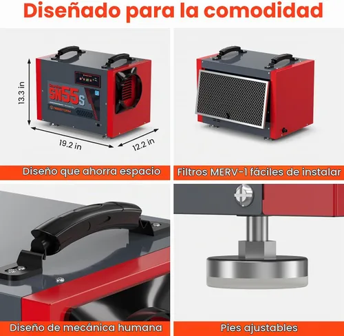 Vista 3 de Abestorm - Deshumidificador Energy Star de 120 pintas con manguera de drenaje para espacio de arrastre Rojo