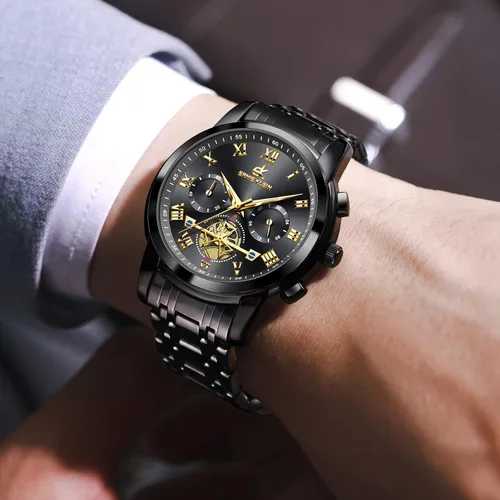 Vista 7 de Men's Watches, Stainless Steel Designer Diamonds Dress Men's Wrist Watch, Fashion Waterproof with Date and Day Analog Quartz Watches, Holiday