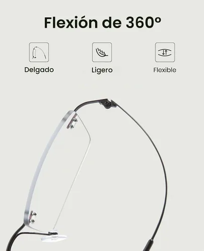 Vista 6 de Cyxus Pure Titanium Rimless Blue Light Glasses for Men, Computer Eyewear Negro