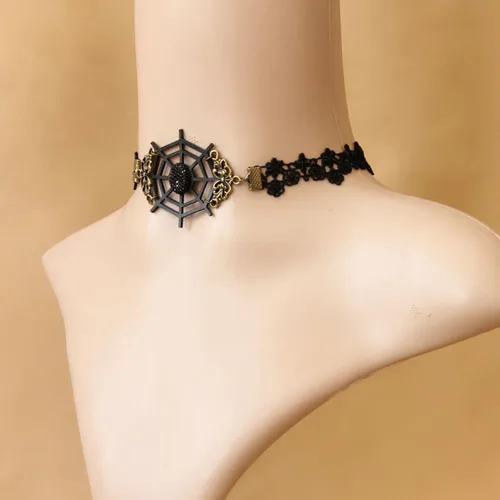 Vista 3 de Eseres Juego de 3 piezas de disfraz de mascarada, gargantilla gótica negra, collar de encaje, accesorios para fiesta