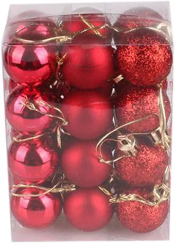 Vista 8 de QueenBox® 24 bolas de Navidad de plástico de 1.18 pulgadas para decoración de árbol de Navidad, vacaciones y fiestas