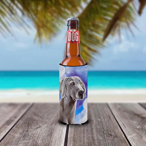 Vista 2 de Caroline's Treasures 7063MUK Weimaraner Azure Skies Ultra Hugger para latas delgadas para latas delgadas, funda para enfriar, lavable a máquina