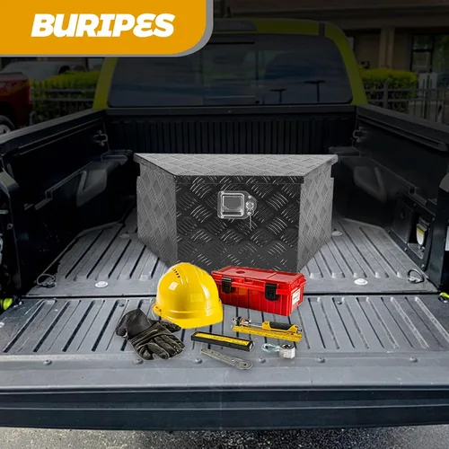 Vista 7 de Caja de herramientas de aluminio de 26 x 13.25 x 12 pulgadas, caja de herramientas con patrón de banda de rodadura de 5 barras, caja de herramientas