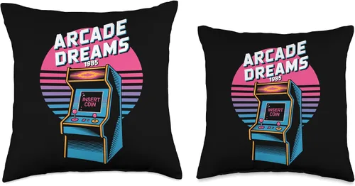 Vista 3 de Arcade Dreams 1985 Insert Coin Retro Arcade Throw Pillow