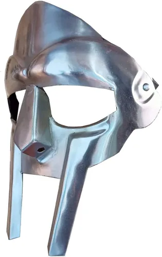 Vista 2 de Disfraz de metal Gladiator MF Doom Mask y disfraz de teatro ideal plateado, plateado