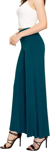Vista 81 de Made By Johnny Pantalones palazzo elásticos de pierna ancha para mujer, lisos, casuales, cómodos