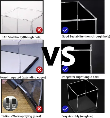Vista 8 de Vitrina de acrílico transparente para coleccionables, caja de exhibición de acrílico con base, escaparate organizador de protección a prueba