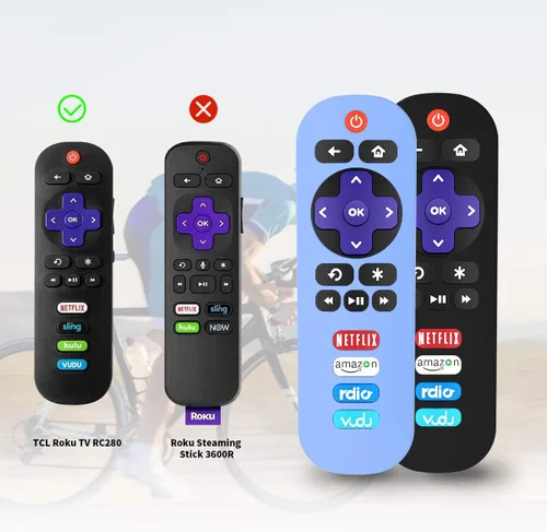 Vista 7 de Paquete de 2 fundas de silicona para control remoto TCL Roku TV RC280, repuesto universal, ligera, a prueba de golpes, TCL Roku TV, con cordón Negro