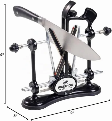 Vista 9 de Warthog V-Sharp A4 - Afilador de cuchillos, ideal para cocineros caseros, pescadores, cazadores, varillas de diamante, ángulos ajustables, marco