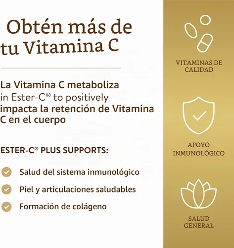 Vista 3 de Solgar Ester-C Plus vitamina C (complejo de ascorbato Ester-C) tabletas de 1000 mg , 033984010512, 60, 1, 1