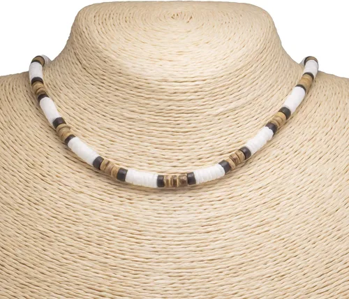Vista 10 de BlueRica Collar de cuentas de concha de coco y puka (18")