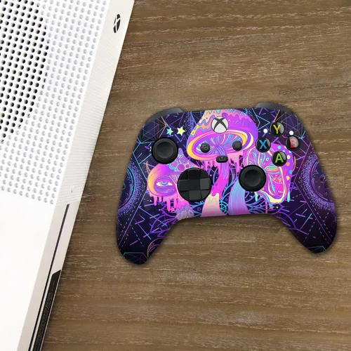 Vista 3 de Psychedelic Mushrooms Customised Wireless Controller for Xbox by BCB. Original Xbox Controller Compatible with Xbox One Series X & S Console.