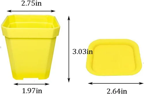 Vista 2 de Paquete de 24 macetas de plástico cuadradas de 3 pulgadas de varios colores, contenedor de trasplante de vivero para plántulas, macetas