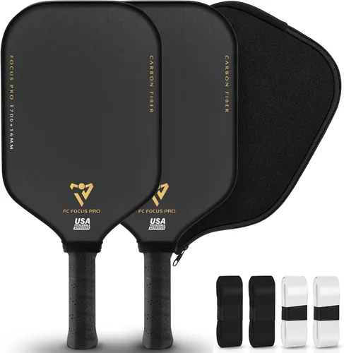 Vista 9 de T700 Carbon Fiber Pickleball Paddle, Pickleball Set 16mm Pickle Ball Rackets with CMS Matte Surface Lightweight Honeycomb Core & Durable Edge Frame