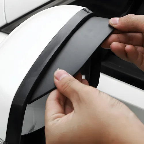 Vista 5 de Osilly 2 piezas de protector de visera de lluvia para espejo retrovisor de automóvil, cubierta de cejas de lluvia para espejo lateral, PVC Negro