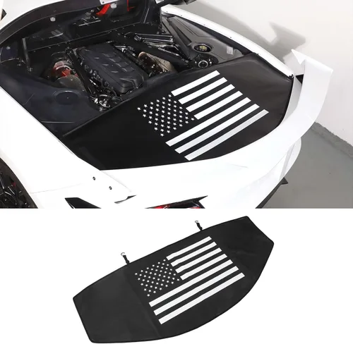 Vista 8 de Funda trasera para maletero compatible con Chevrolet Corvette C8 Stingray 2020-2026, cubierta de seguridad de cuero para maletero trasero, Negro