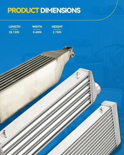 Vista 7 de PHILTOP Intercooler universal de E/S de 27"x7"x2.5" * 2.5", intercooler plateado del turbocompresor