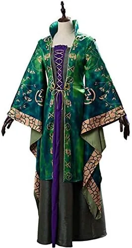 Vista 2 de Disfraz de Winifred Sanderson para mujer, vestido de Mary Sarah Sanderson, para adulto, camiseta de cosplay de bruja, talla grande, traje
