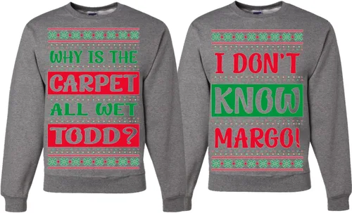 Vista 21 de Wild Bobby Why is The Carpet All Wet Todd Margo - Sudaderas con gráfico de Navidad para parejas